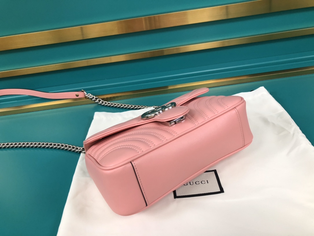 Gucci GG Marmont Matelasse Mini Shoulder Bag 446744 Pink